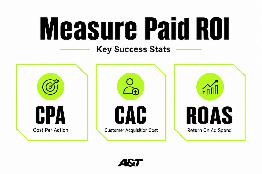 Infographic showing three paid acquisition KPIs