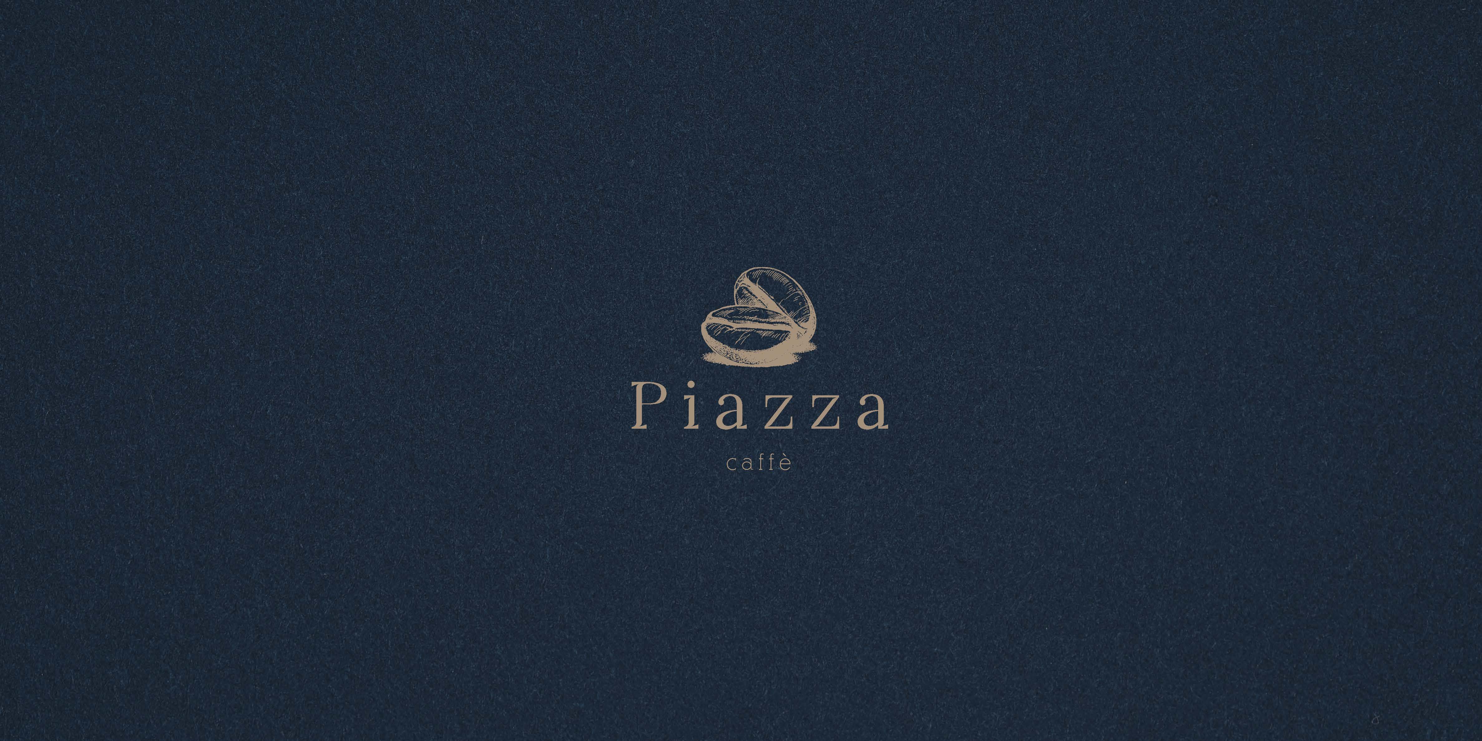 Piazza coffee logo on deep blue background