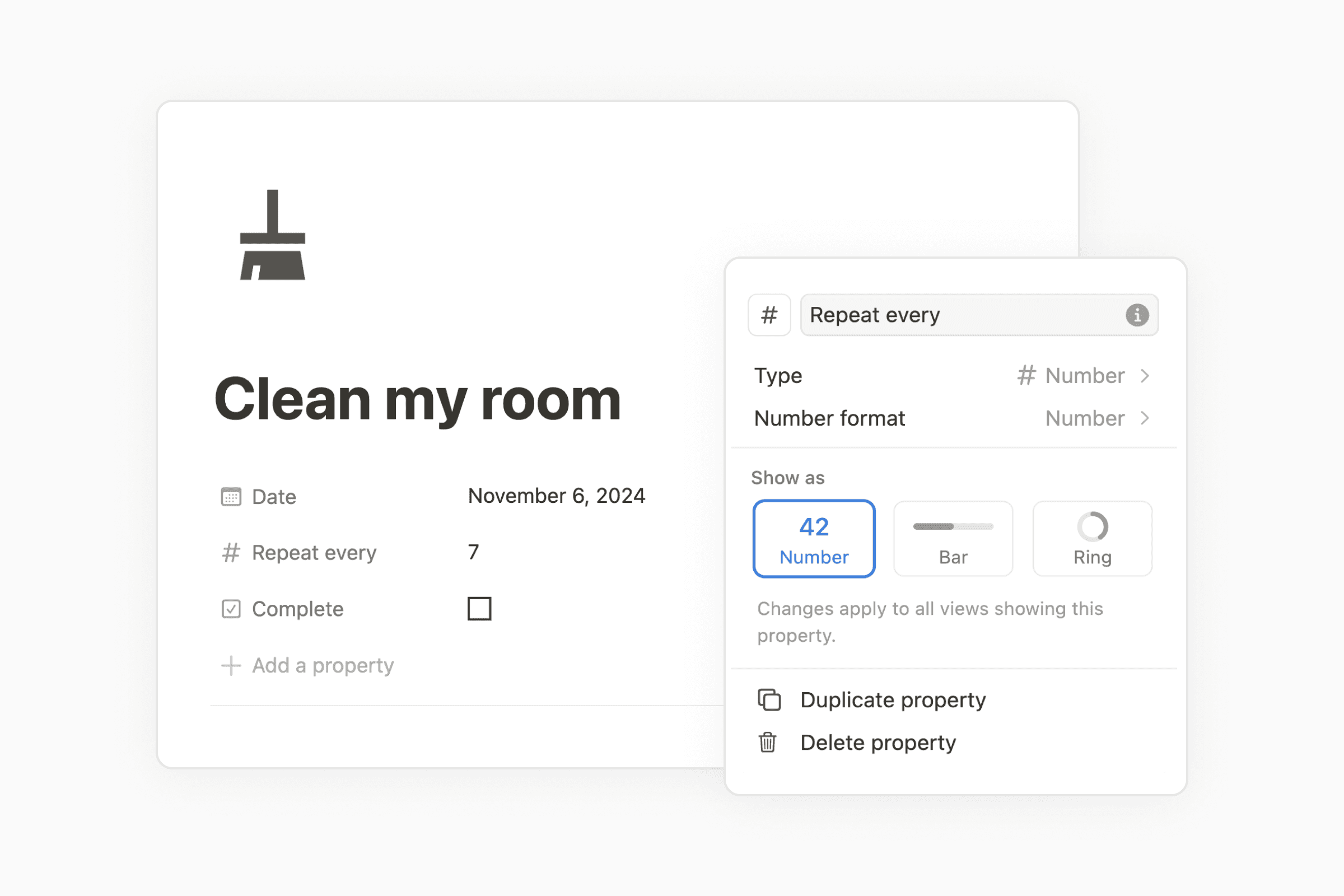 Number property in Notion