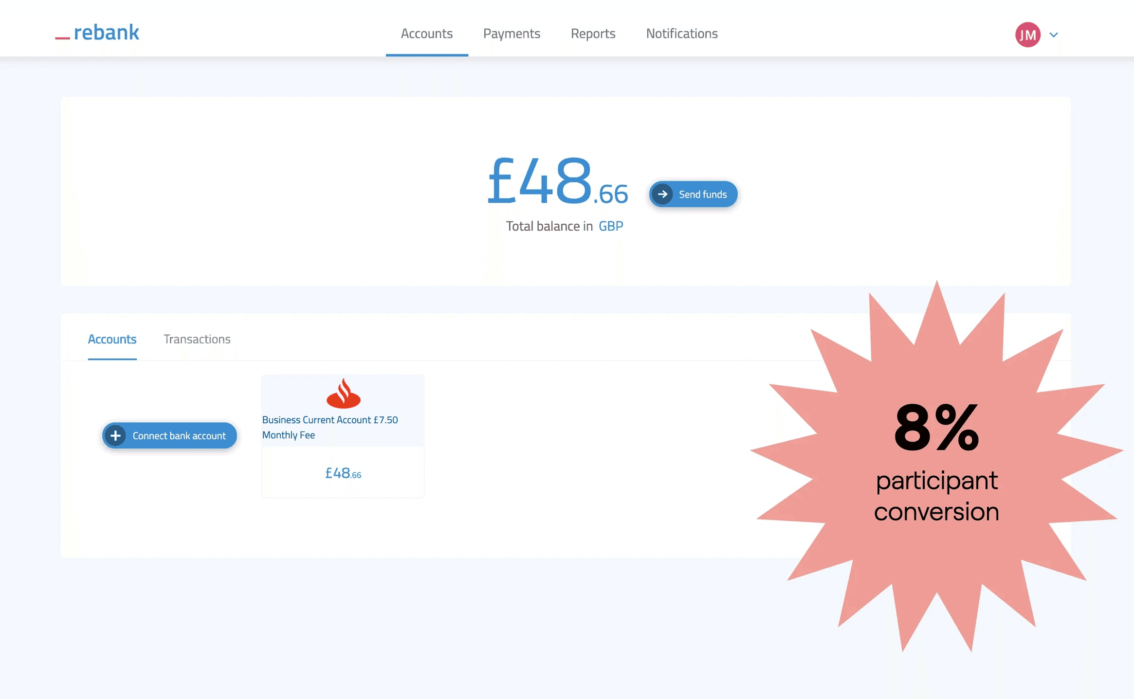 screenshot of an early prototype for rebank