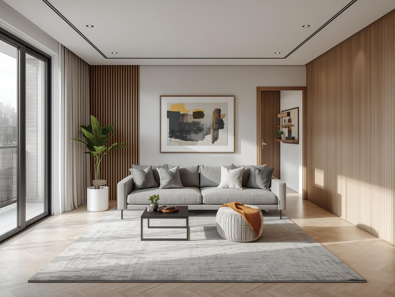 Modern residential apartment created from a converted commercial building