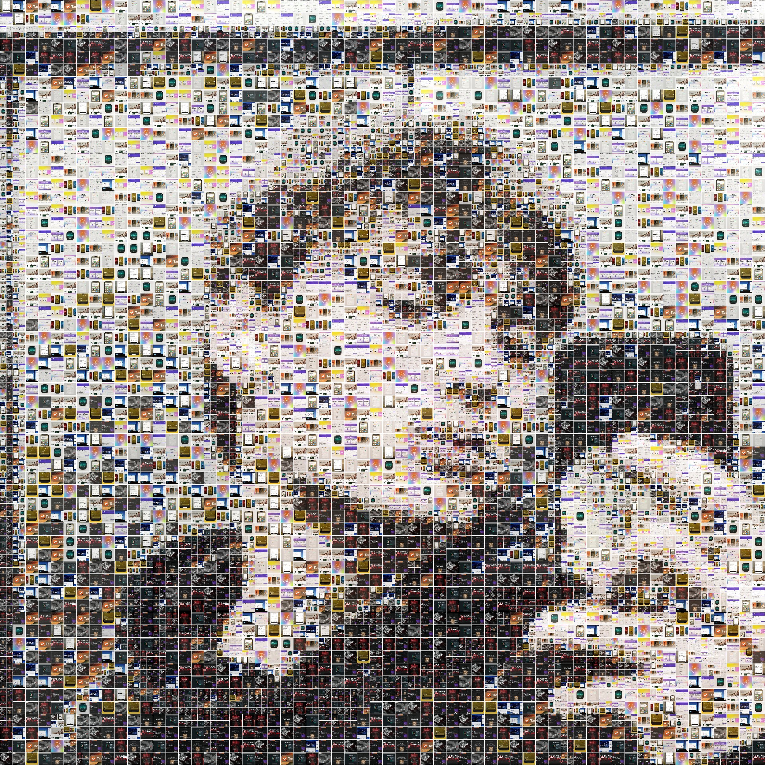 Marcus Adeyemi, portrait made of 890 designs