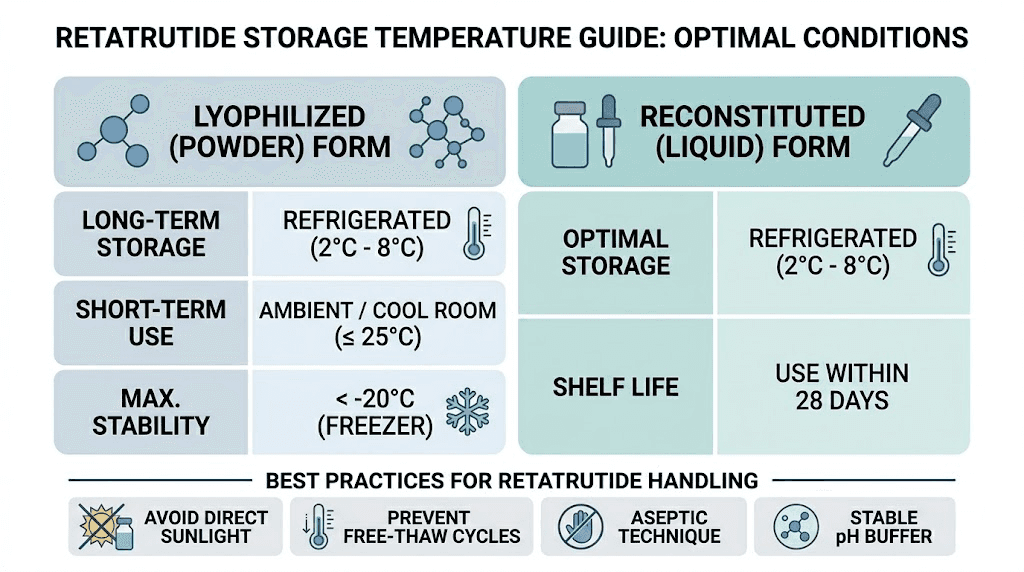Retatrutide storage temperature guide for research peptides