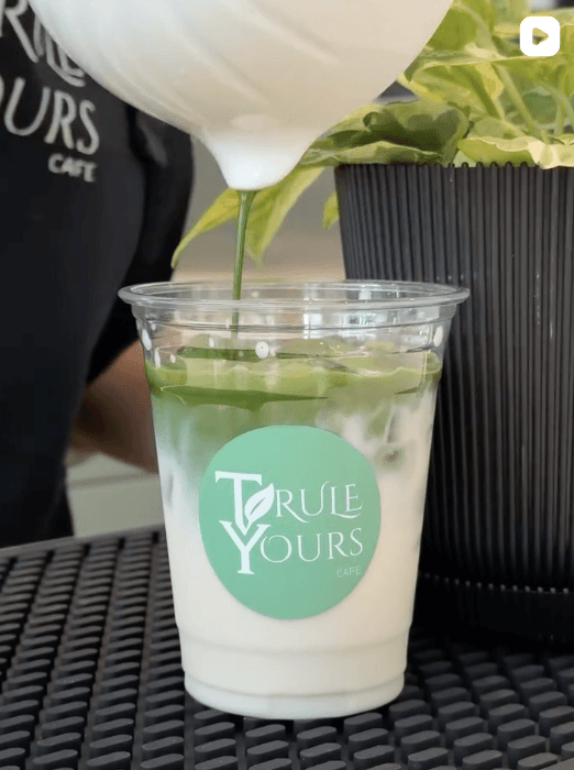 Matcha latte made from Trule Yours Cafe in Seattle