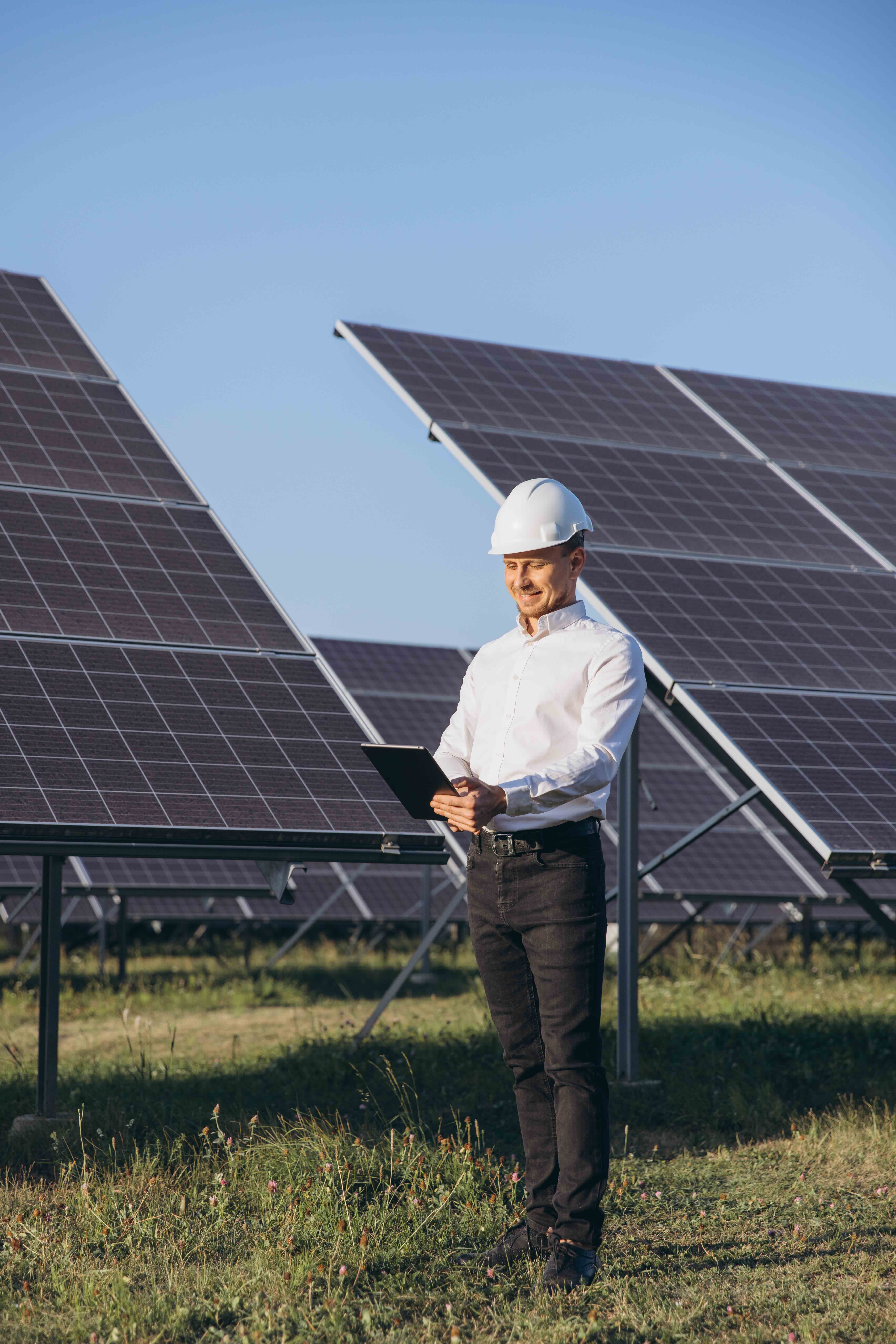 blue and white solar panel lot