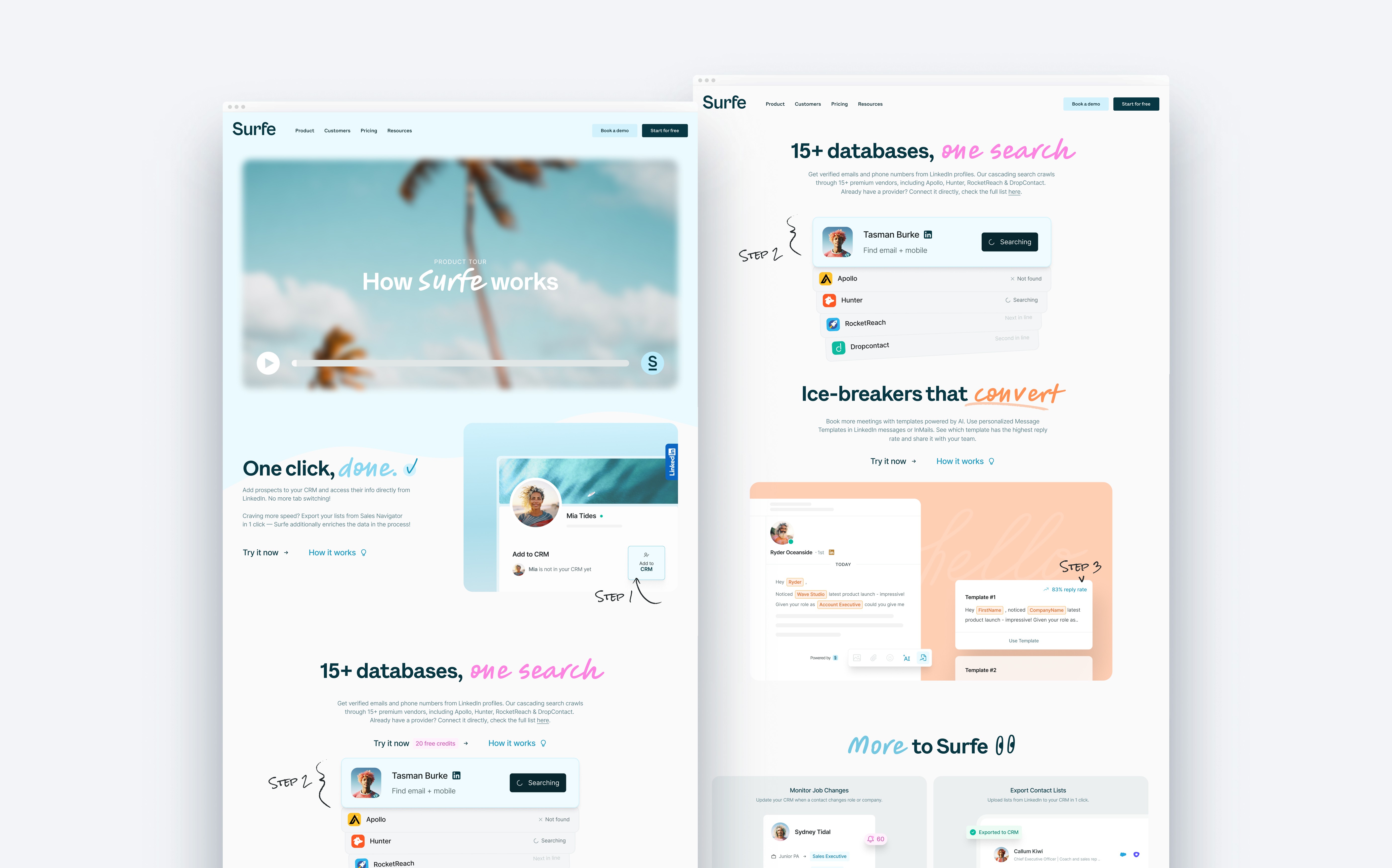 Surfe Homepage UI