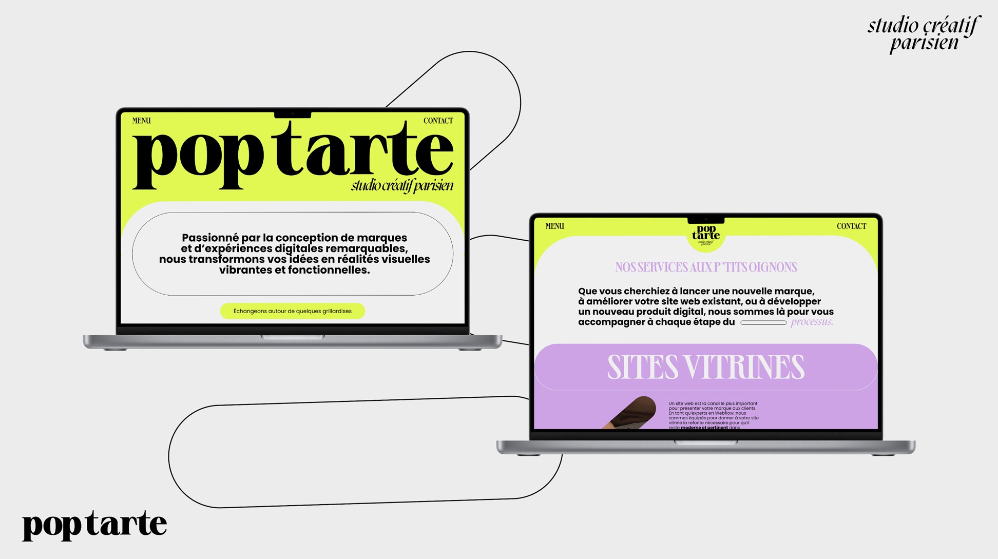Maquettes du site web de Pop Tarte.