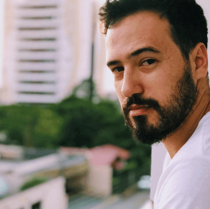 Person portrait outdoors with blurred background