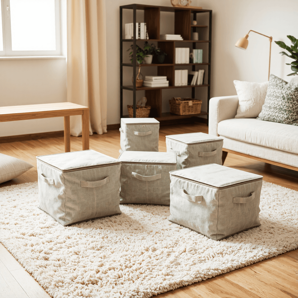 product photography of set of storage bags