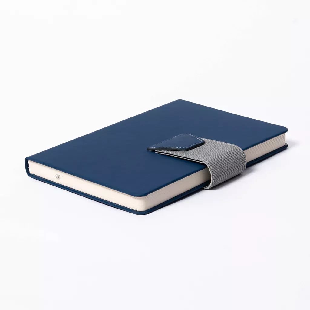 Custom A5 hard cover notebook with flap detail