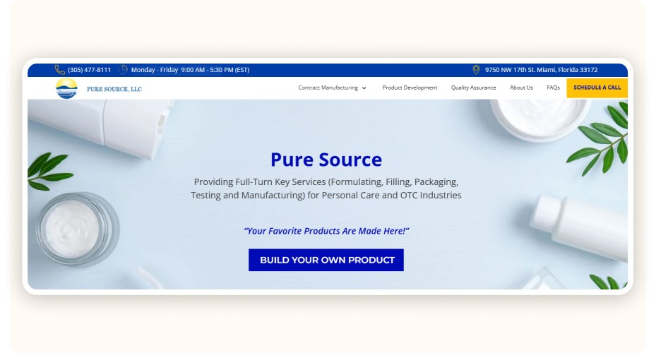 The Pure Source homepage