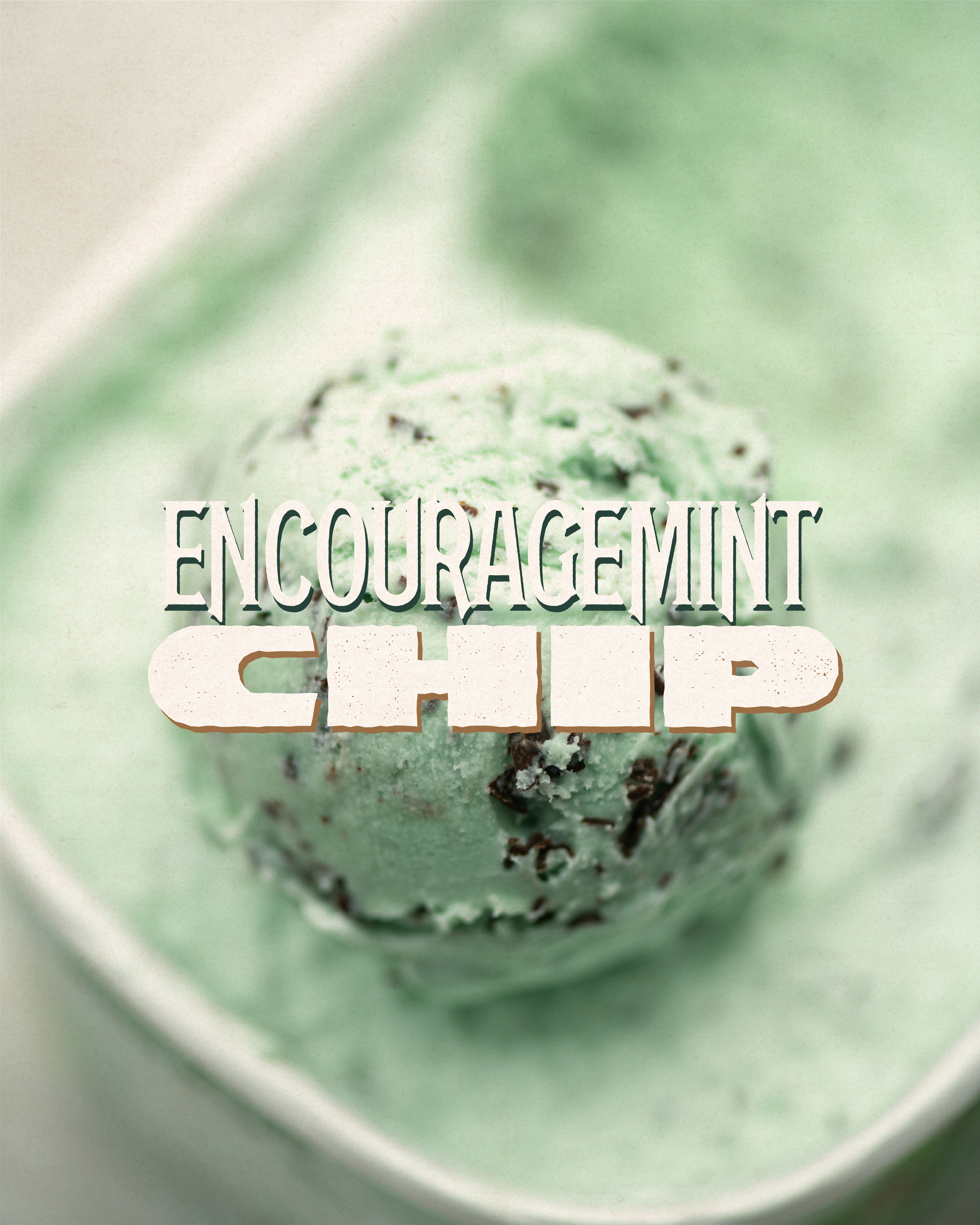 Encouragemint Chip ice cream graphic in green