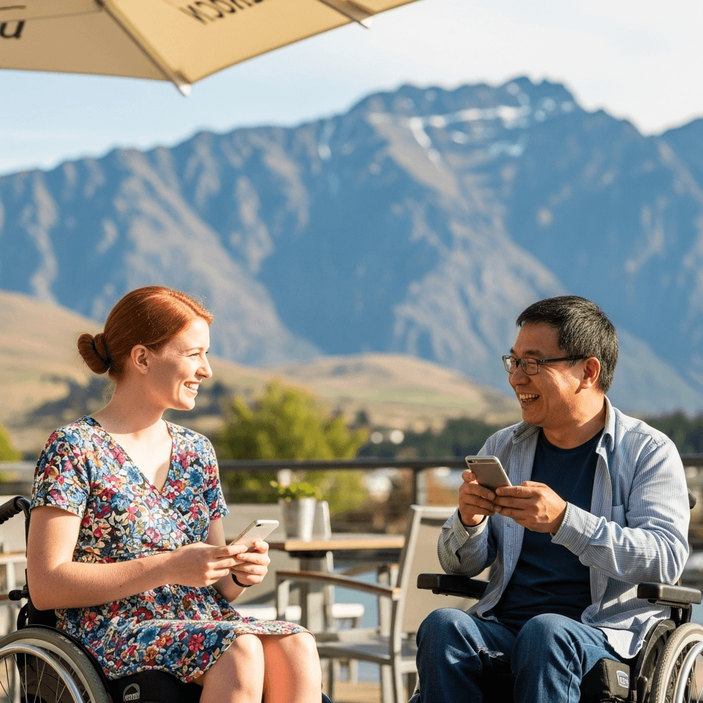 Two people enjoying a coffee out sife