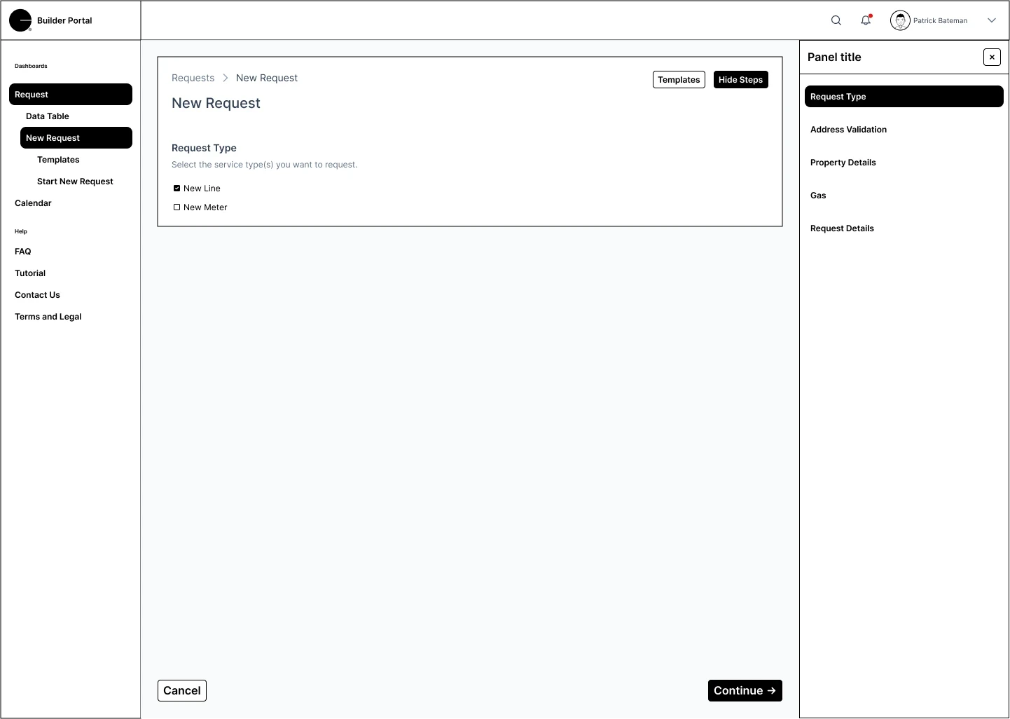 Builder Portal Wireframe