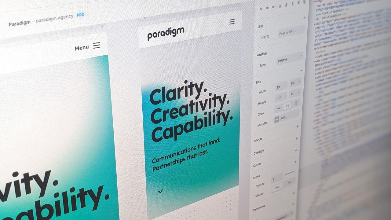 Photo of Paradigm Creative's website in development.