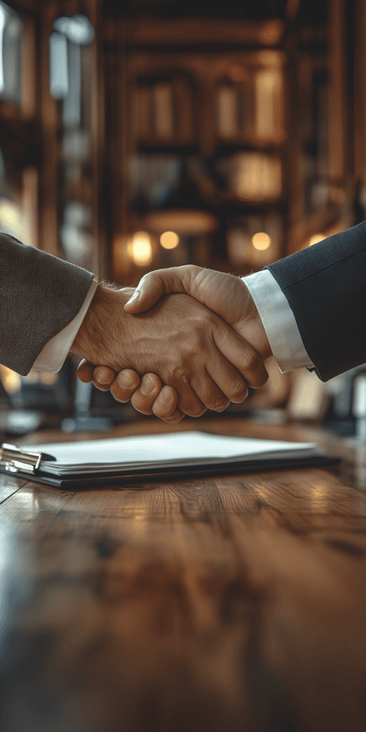 Close-up of a handshake symbolizing the 100% refund policy for Ayushman's sessions with a text promise of no questions asked. Ensures client satisfaction with a straightforward refund guarantee for confidence in AI learning.