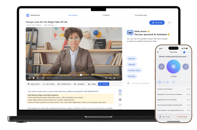Mockup of Jamworks desktop and mobile screens