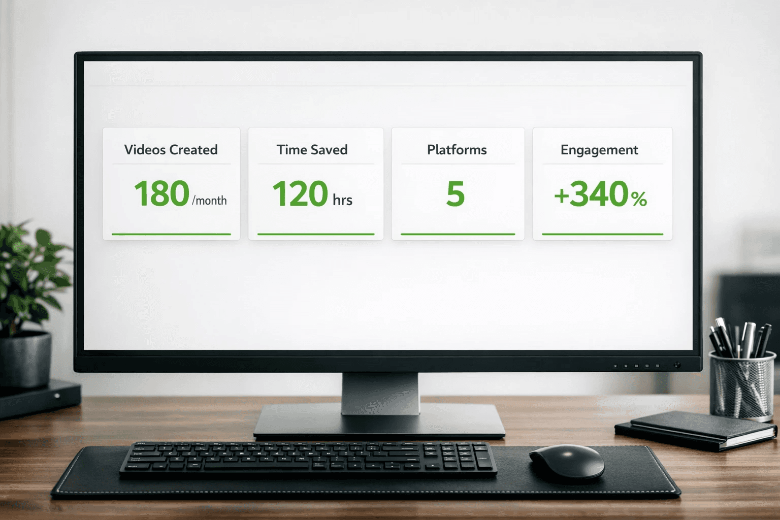 Computer monitor displaying key performance metrics - How to Create POV Videos