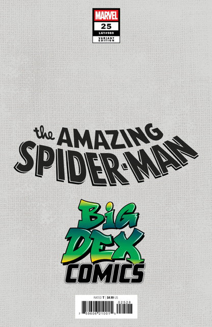 Back cover of Amazing Spider-Man #25 GODTAIL Big Dex Comics MegaCon Exclusive Virgin Variant
