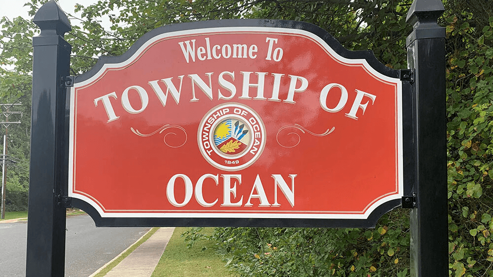 Welcome sign for Ocean Township, New Jersey