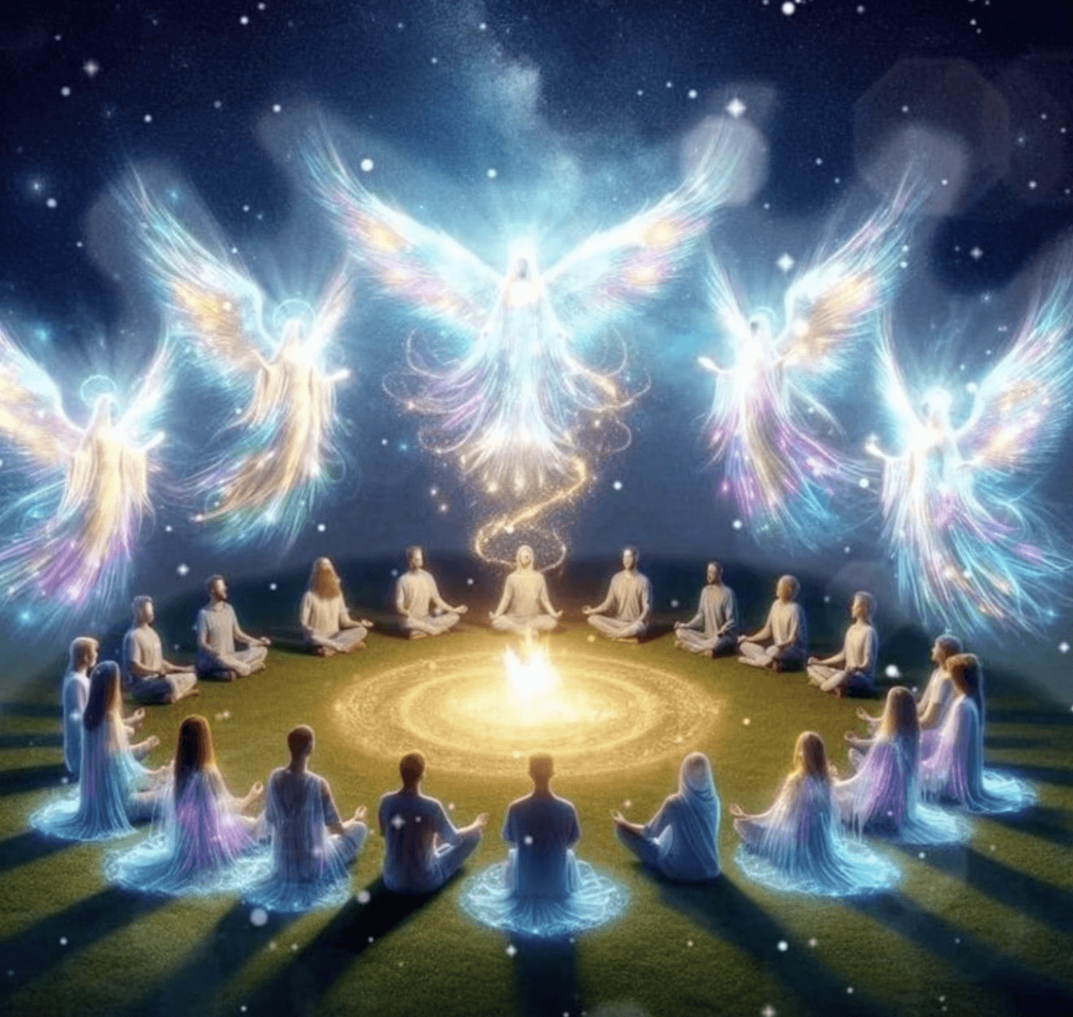 Group of three friends at a mindfulness retreat center