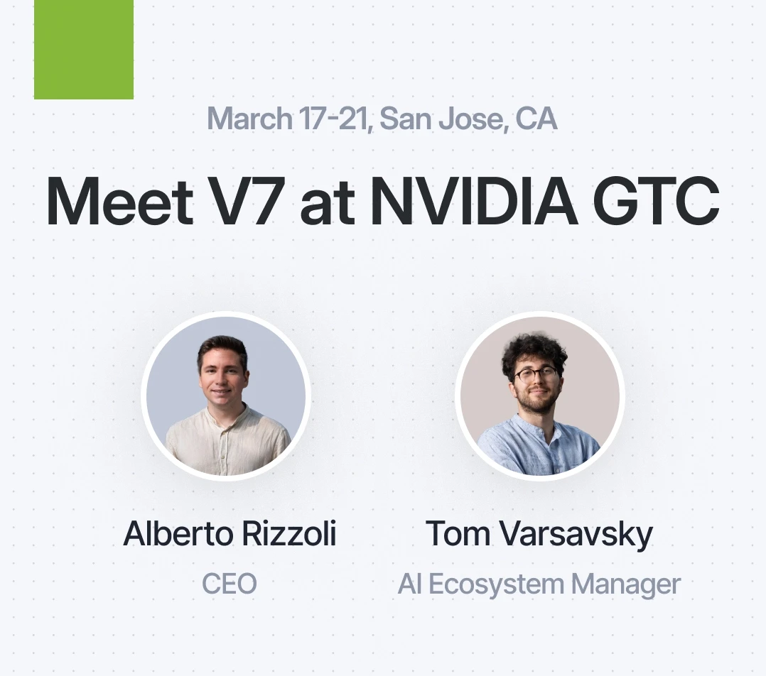 Image of 2 V7 members attending the NVIDIA GTC conference