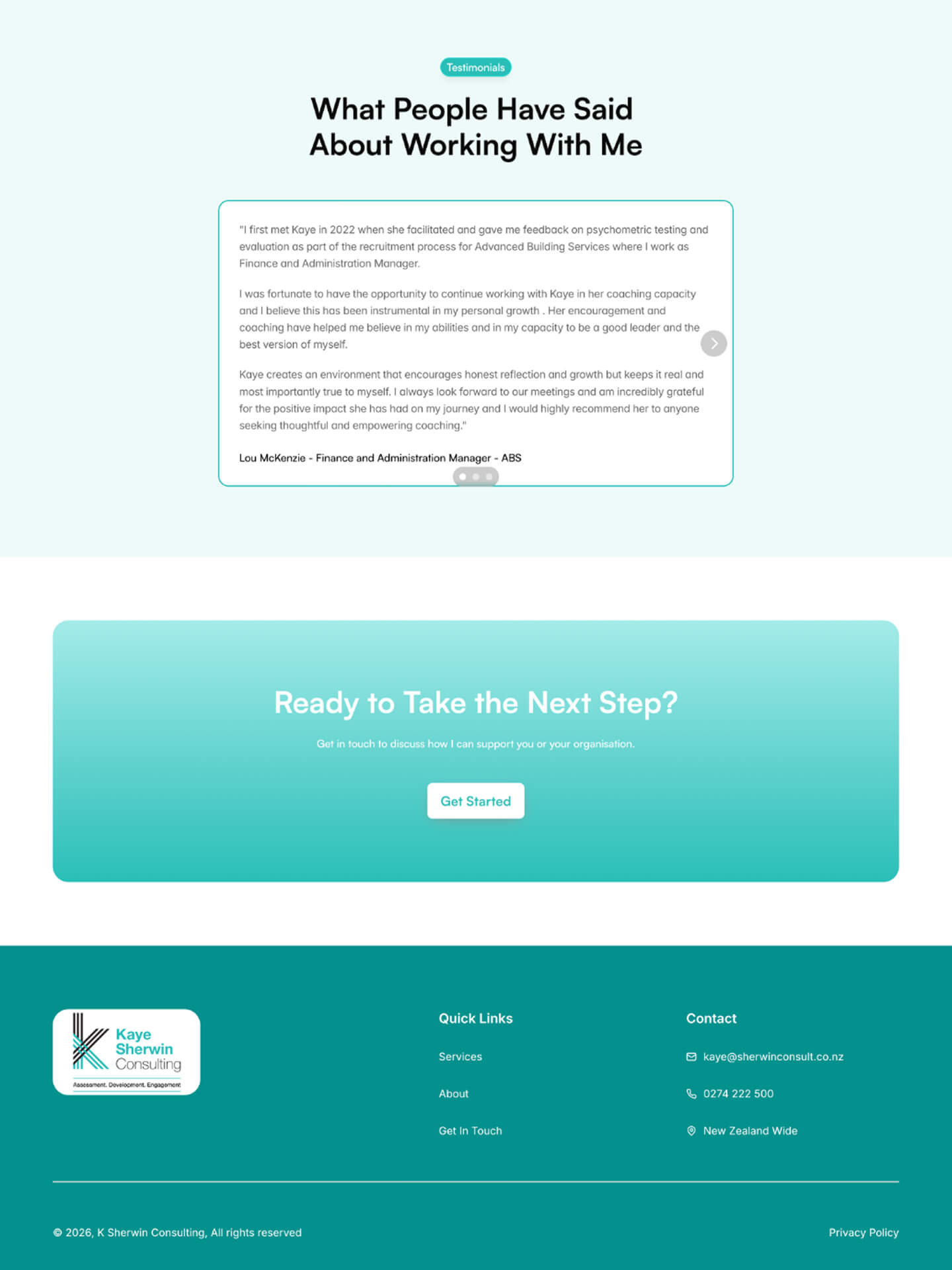 Screen capture of a website design for a Plumber