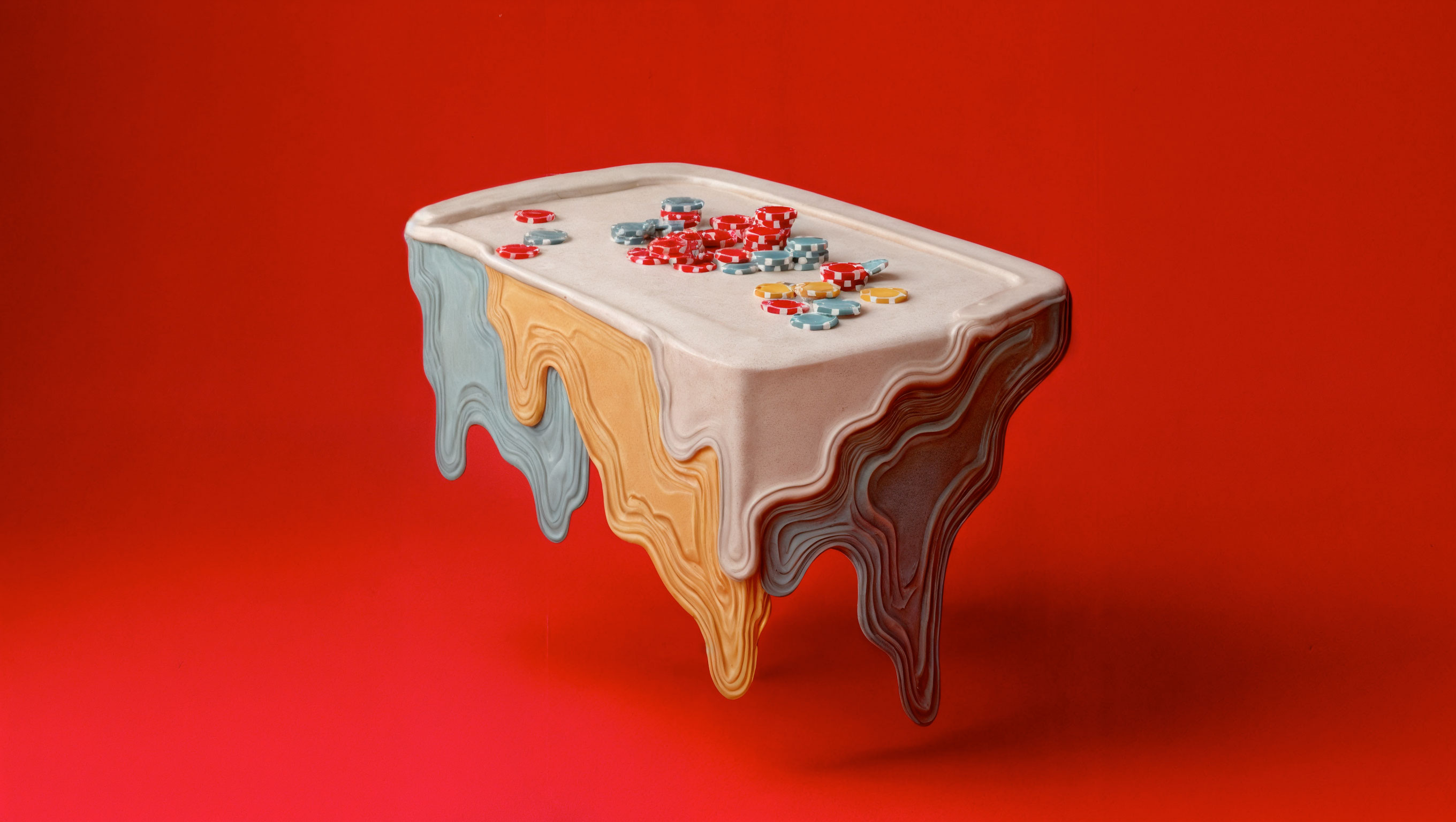 Poker Burnout: Melted Table with chips
