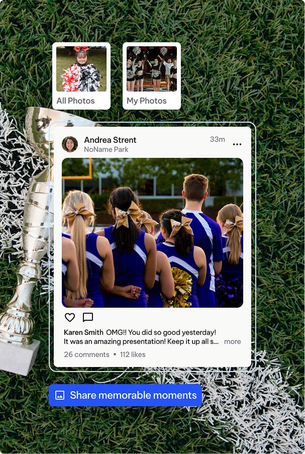 Image that showcases photos and videos the scheduling feature of TeamLinkt's mobile app