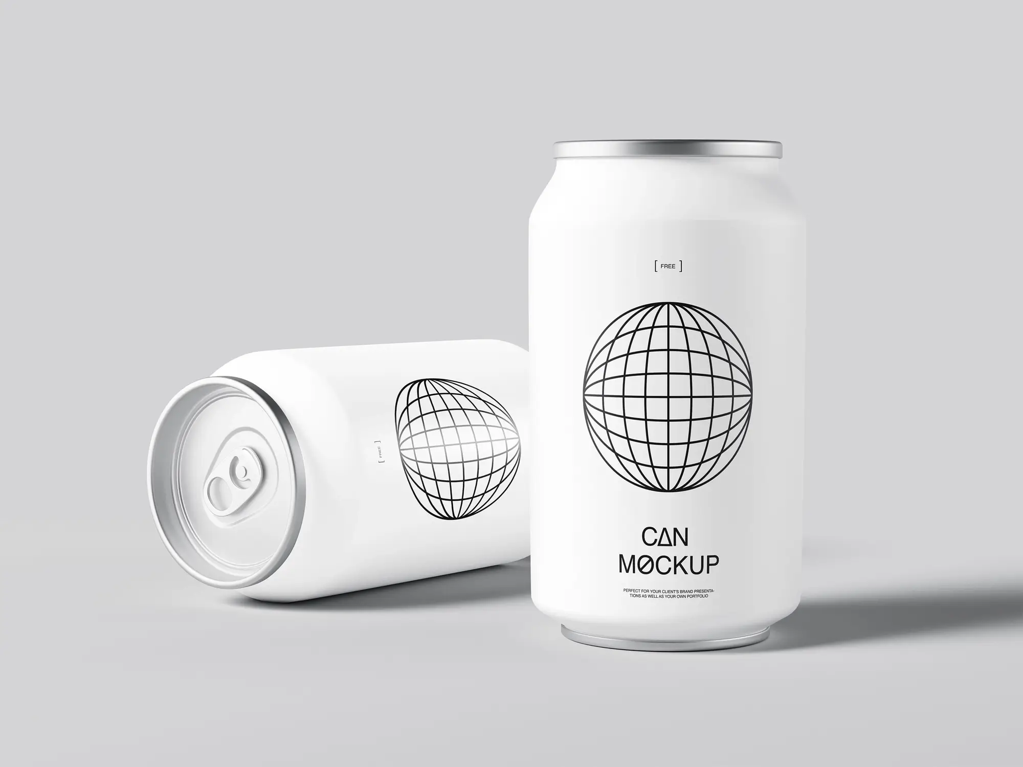 A white mockup of a drink can is displayed, featuring a sleek and simple design. The plain white surface of the can highlights its shape and structure, suitable for showcasing branding and label designs.