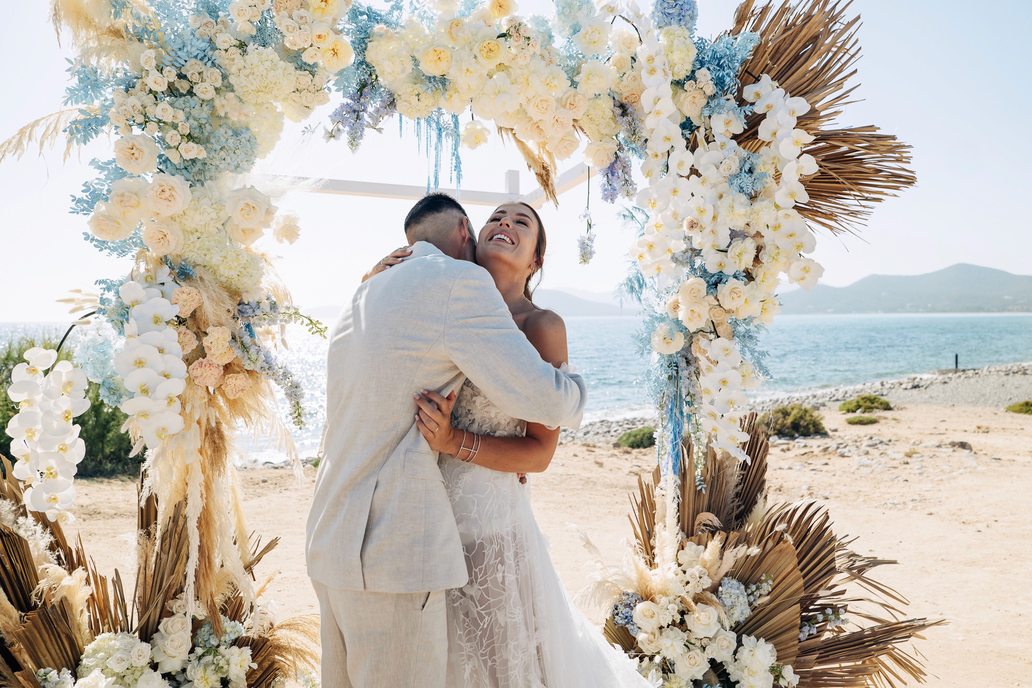 Boho Mediterranean style with natural wildflowers