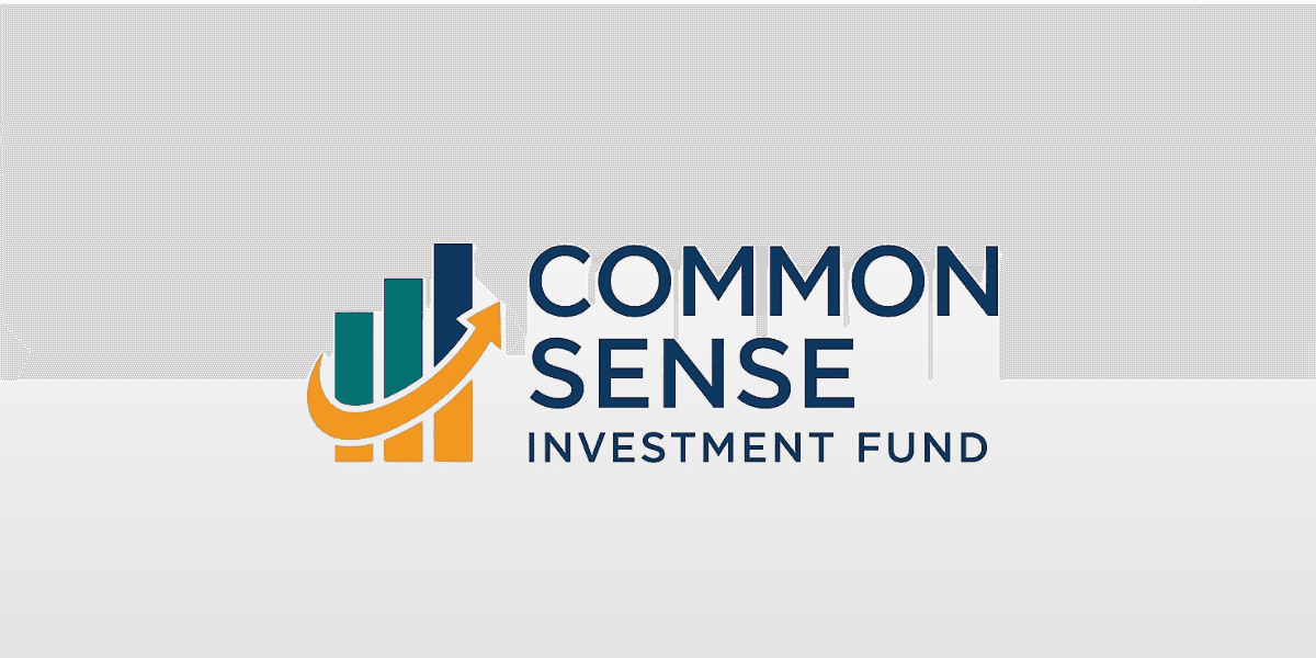 The logo of Common Sense Investment Fund features a rising bar chart with an upward arrow, symbolizing growth and stability.