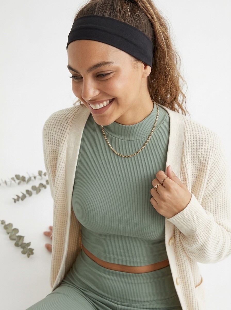 Minimal fashion portrait with black long sleeve styling