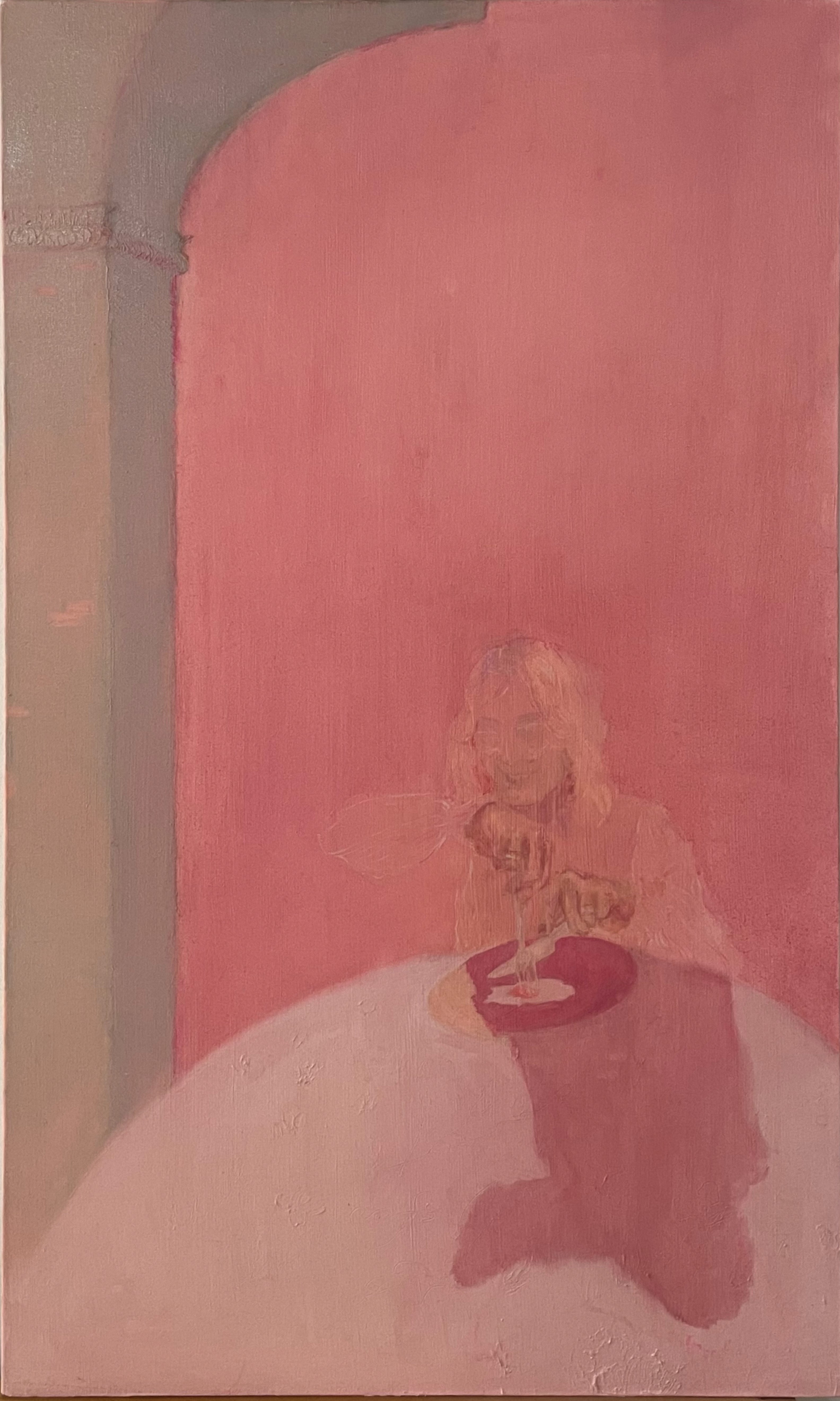 herd of sheep on road painting