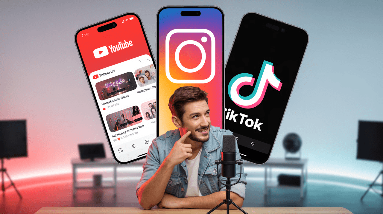 Man sitting before social media platforms - Best Video Format for TikTok