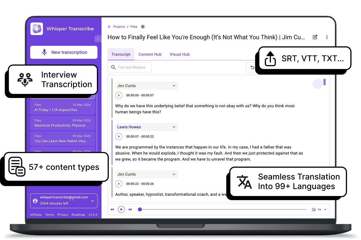 Transcribing podcasts or YouTube videos