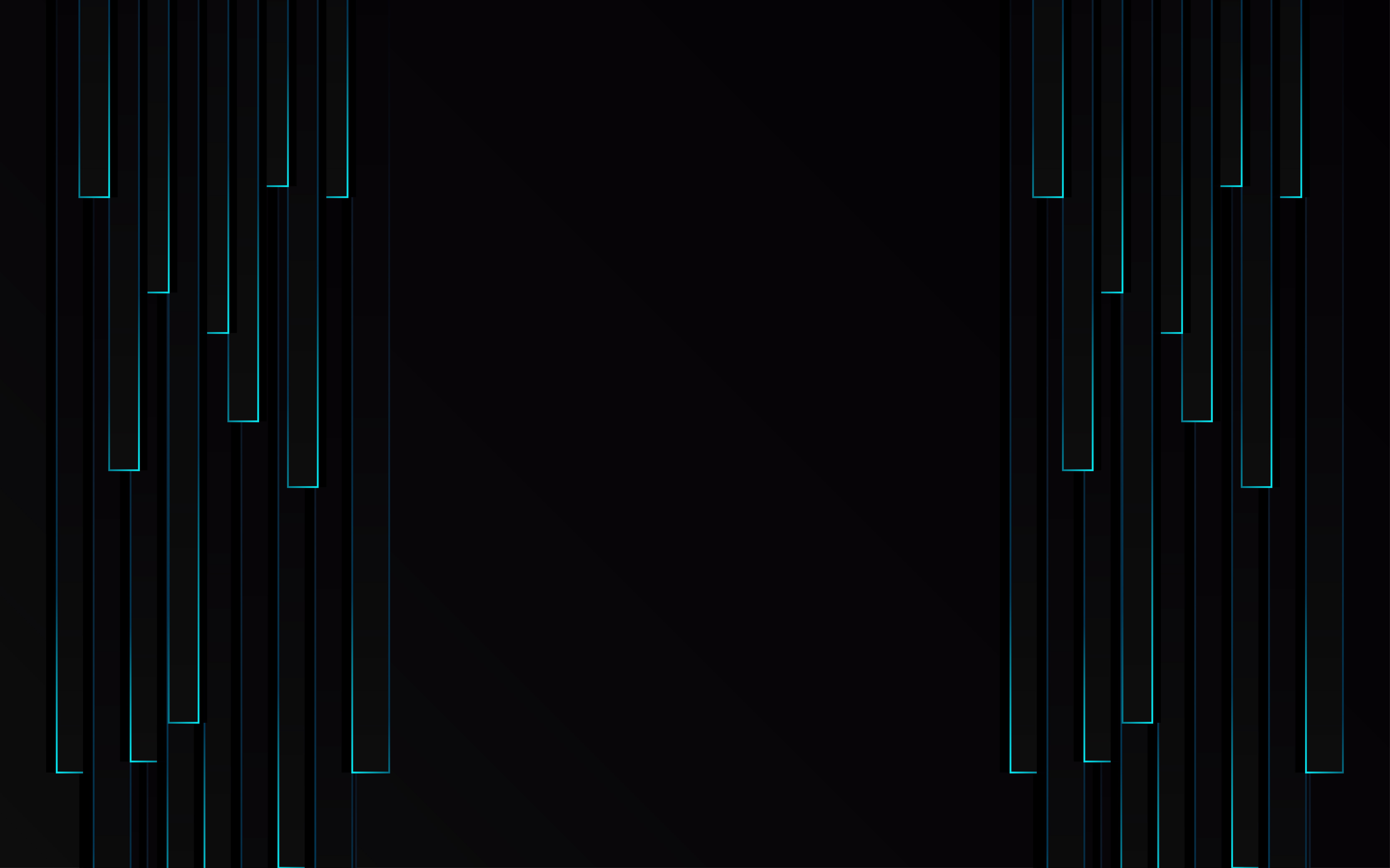 Abstract dark background with glowing teal vertical bars.