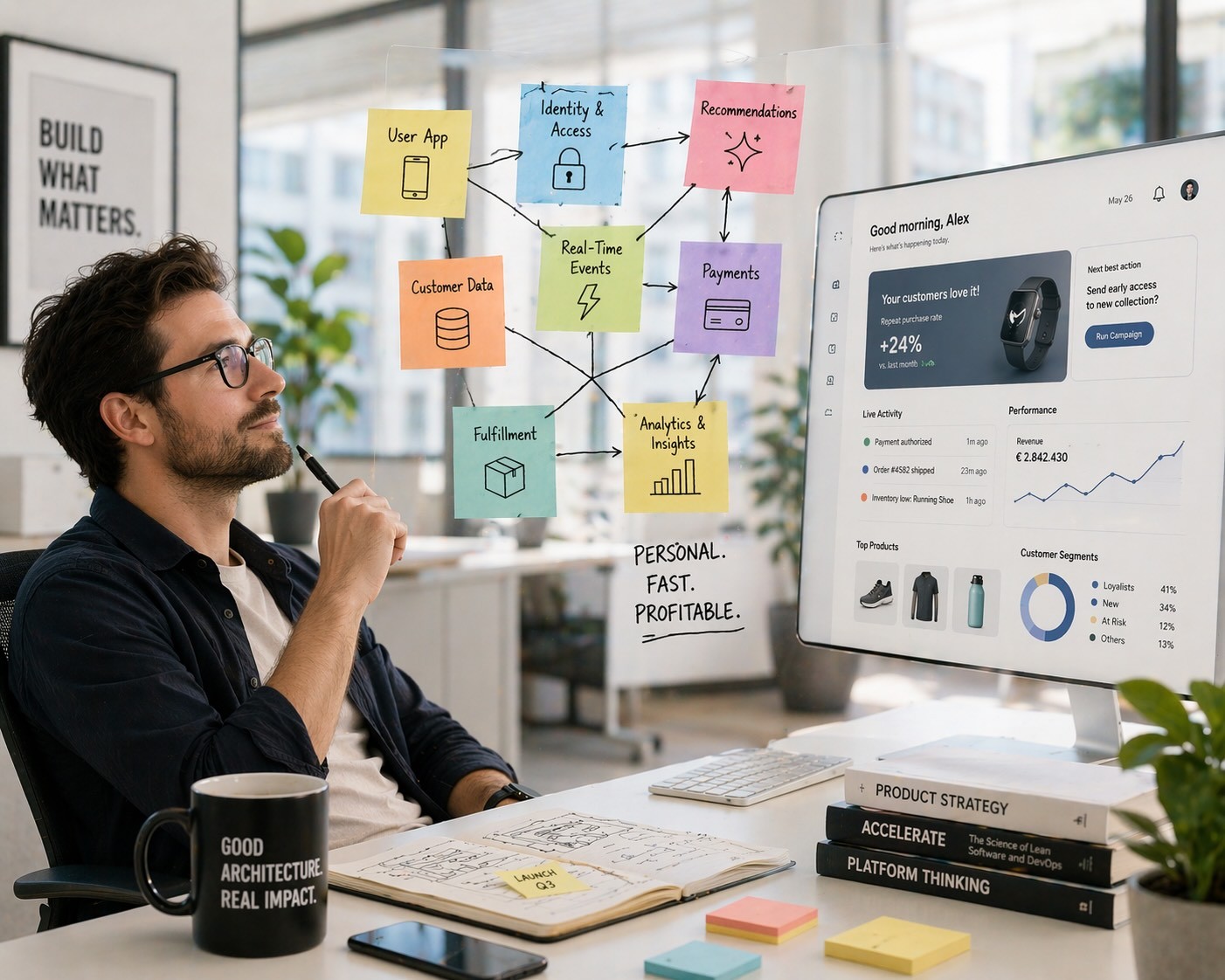 System architect thinking a competitive architecture into existence