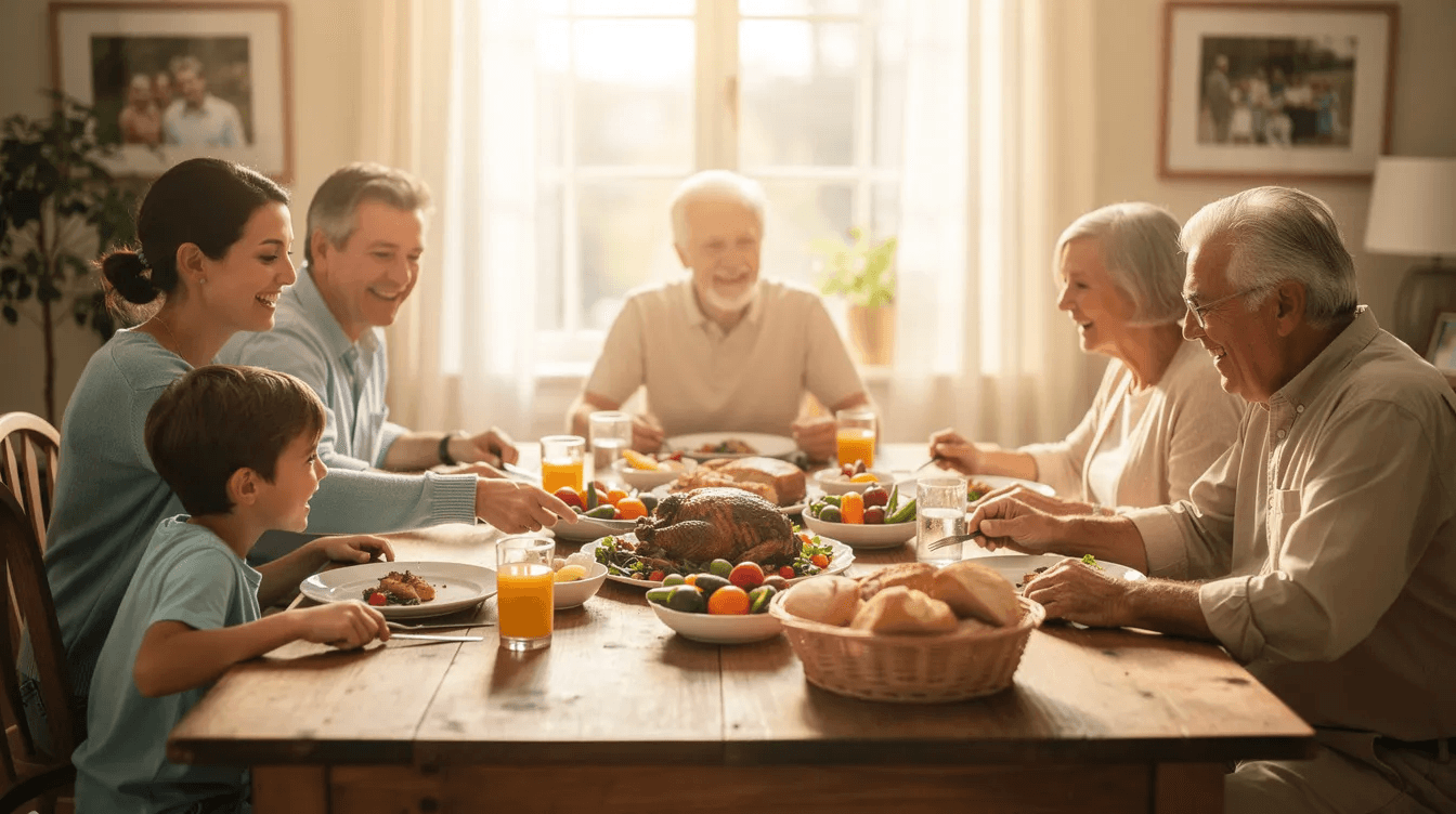 A family is gathered around a dining table, joyfully sharing a meal together, embodying the warmth and connection often celebrated in stories of lottery winners who enjoy newfound wealth. Their laughter and conversation reflect the happiness that can come from winning the lottery and the importance of family in managing such life-changing winnings.