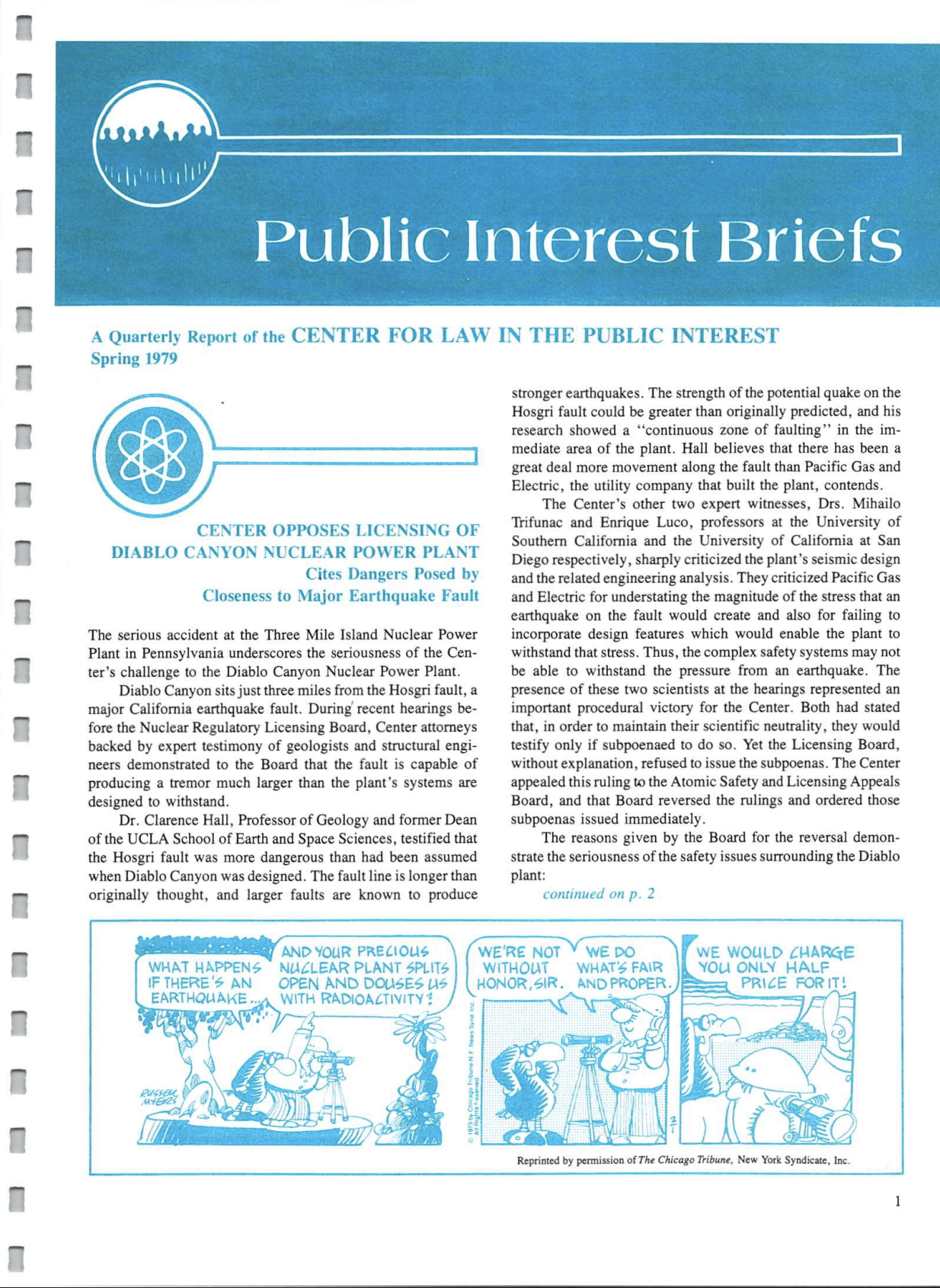 Cover of Center for Law In The Public Interest's Quarterly Report, Spring 1979 Edition Public Interest Briefs