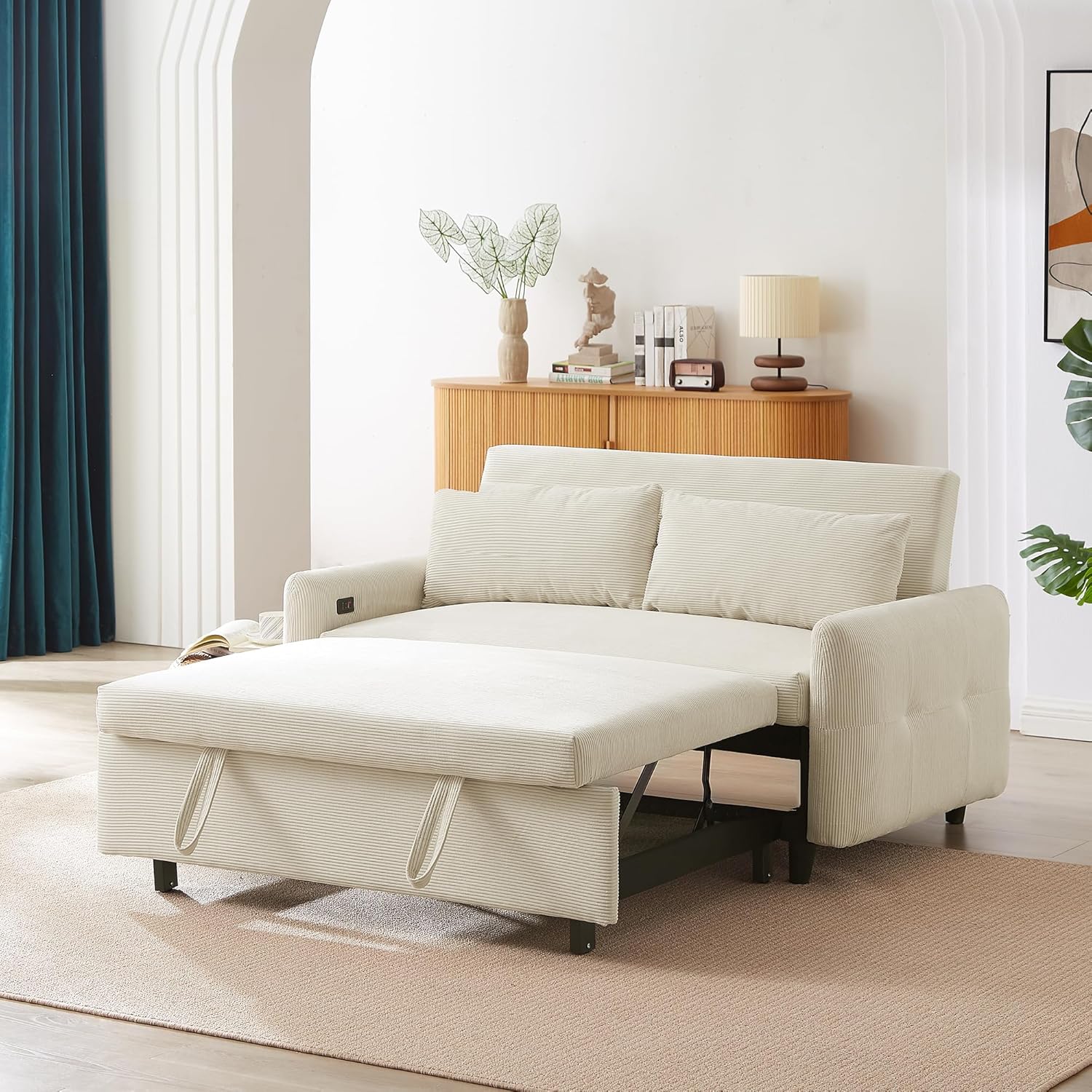 Comfortable modern sleeper sofa with soft upholstery and deep seating, ideal for accommodating guests stylishly.