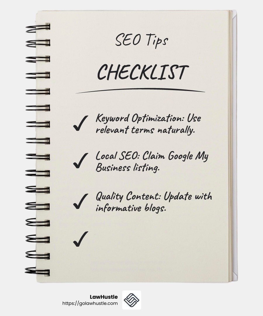 SEO is crucial for marketing success - marketing for divorce lawyers infographic checklist-notebook