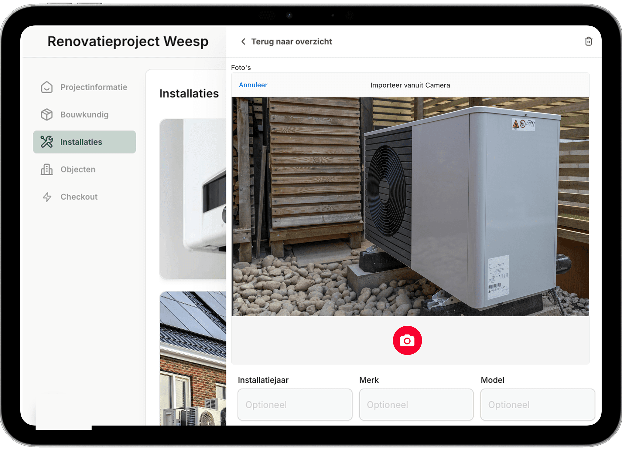 Warmtepomp vastleggen