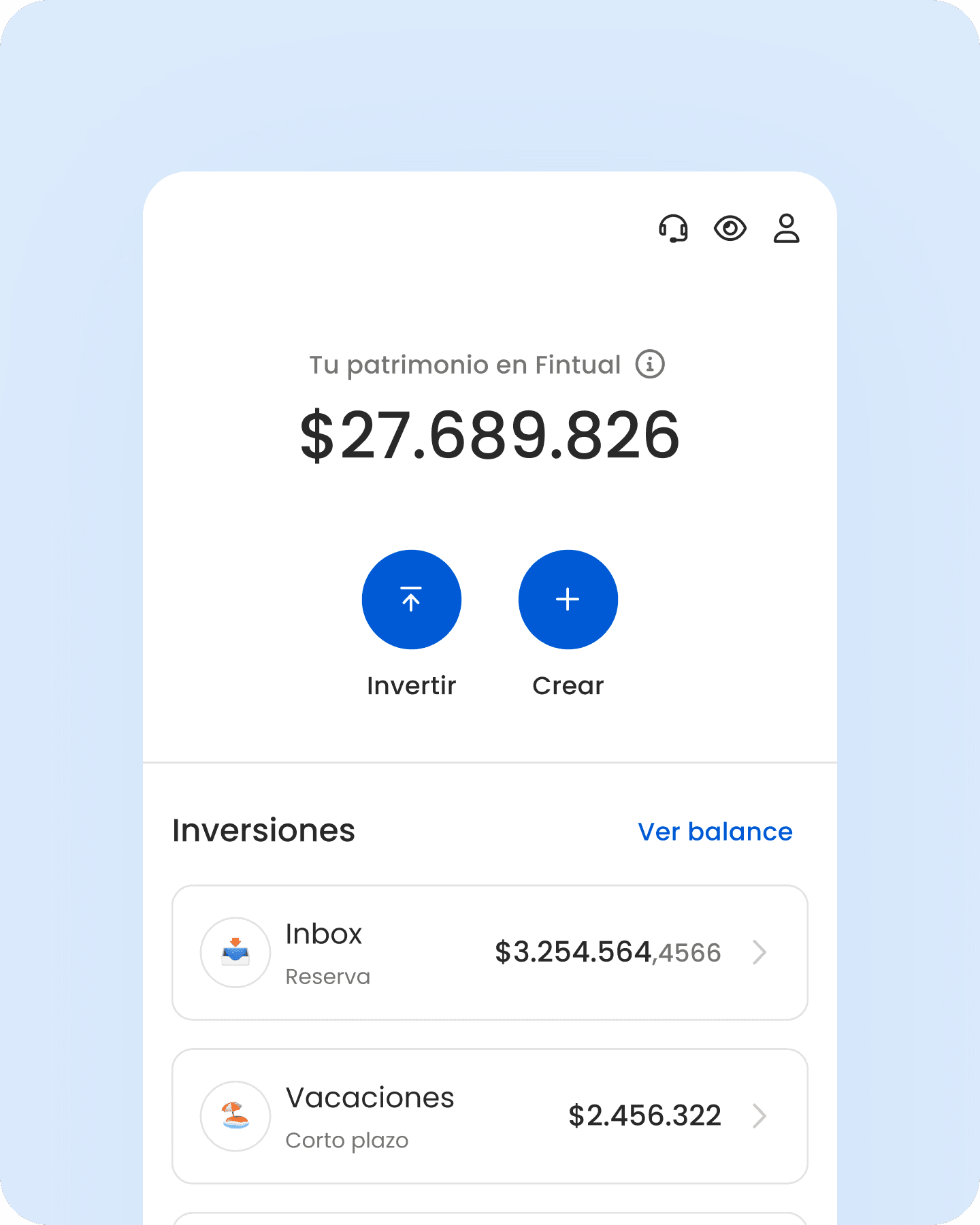 Imagen de un celular mostrando la proyección de una inversión a largo plazo