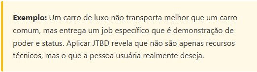 exemplo de jobs to be done