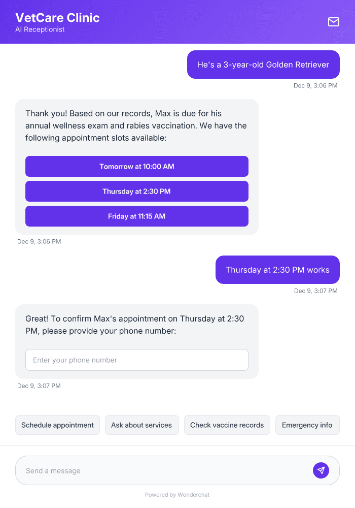 Veterinary Receptionist AI Agent Template