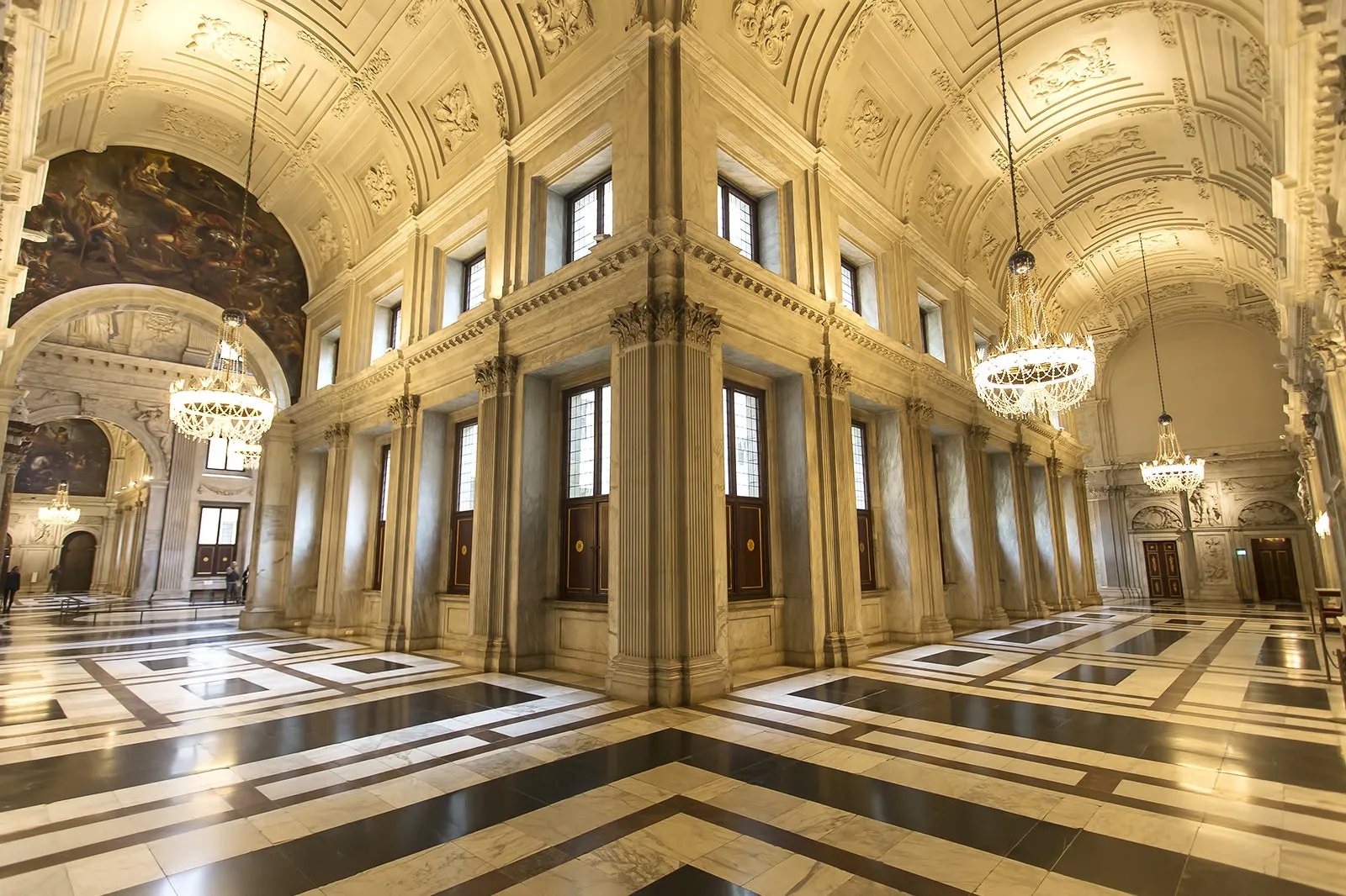 Royal Palace Amsterdam Interior Hall Angle View