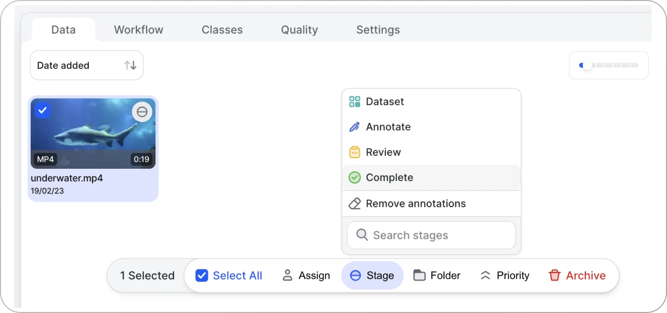 moving a file to complete stage in v7