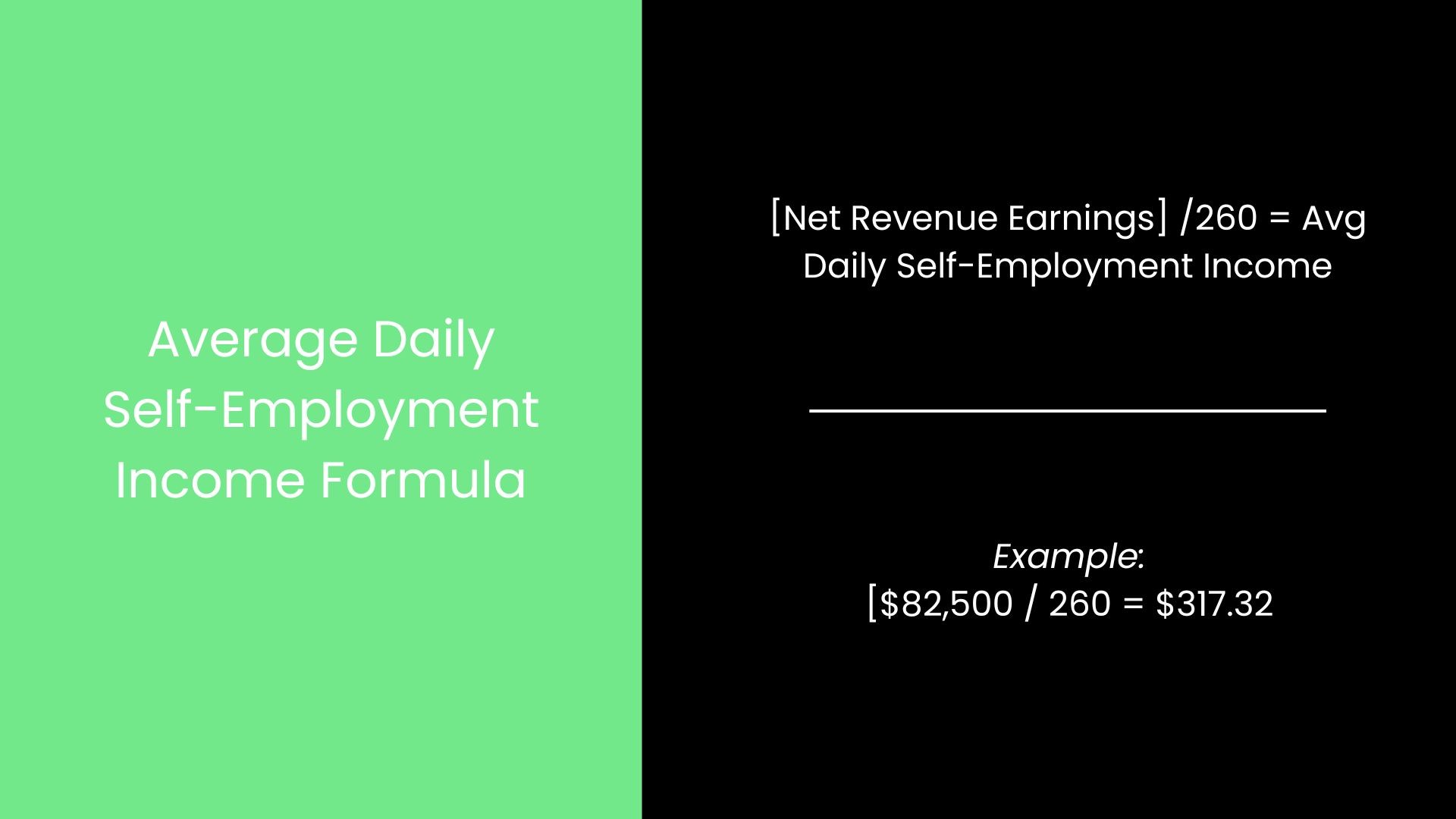 Image of average daily self-employment formula