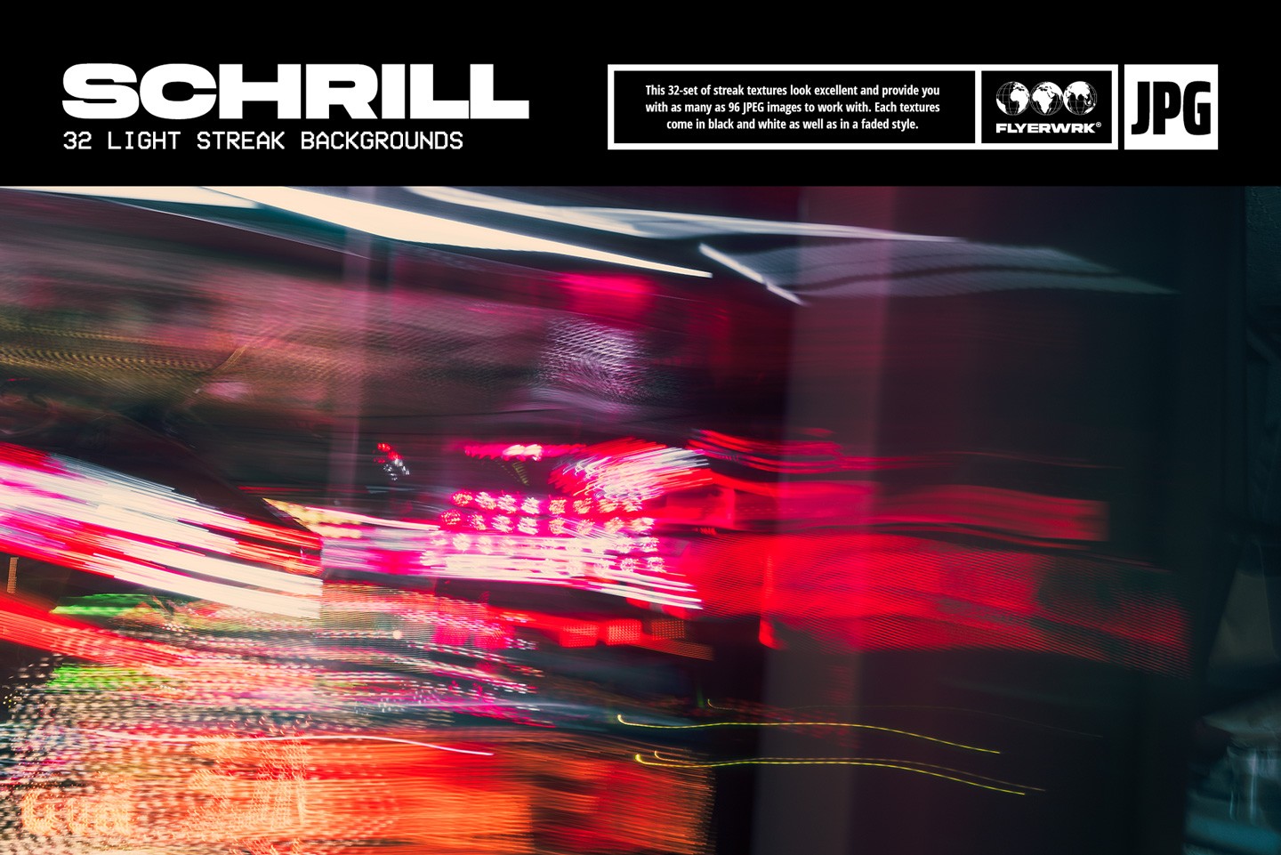 Schrill light streak backgrounds featuring high-resolution vibrant red and pink long-exposure motion blur textures.